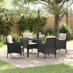 vidaXL Ensemble de salle à manger de jardin 5 pièces avec coussins Noir Poly Rattan