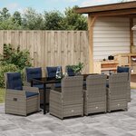 vidaXL Ensemble de Dîner de Jardin 9 Pièces Gris Rattan Poly