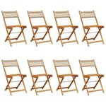 vidaXL Chaises de jardin pliantes lot de 8 beige rotin et bois massif
