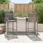 vidaXL Tabourets de bar jardin coussins lot de 2 gris résine tressée