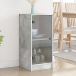 vidaXL Armoire latérale avec portes en verre gris béton 35x37x75 5 cm