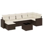 vidaXL Salon de jardin 8 Pièces avec coussins marron résine tressée