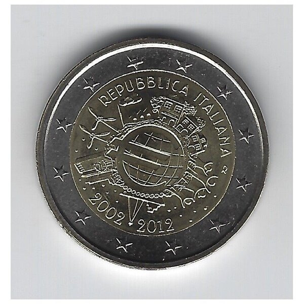 2 euros commémorative Italie 2012 - 10 ans de l'Euro.