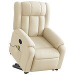 vidaXL Fauteuil inclinable de massage Crème Tissu