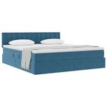 vidaXL Lit de Rangement avec matelas Bleu foncé 180 x 200 cm Velours