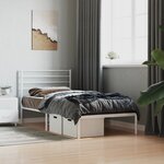 vidaXL Cadre de lit métal sans matelas et tête de lit blanc 107x203 cm