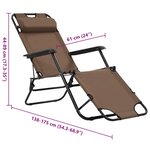 vidaXL Chaises longues pliables 2 Pièces avec repose-pied Acier Marron