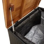 vidaXL Boîte de rangement de jardin noir résine tressée bois d'acacia