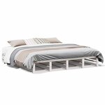 vidaXL Cadre de lit sans matelas blanc 200x200 cm bois massif de pin