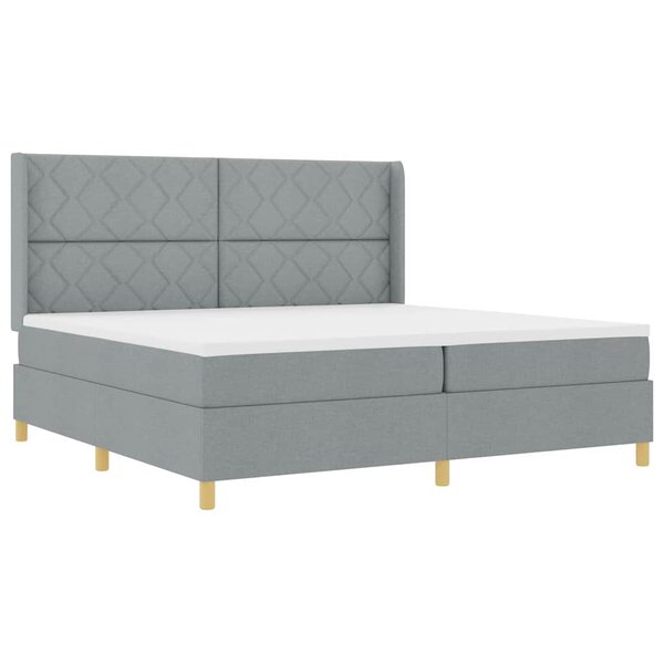 vidaXL Lit à Ressorts avec matelas Gris clair 200 x 200 cm tissu