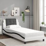 vidaXL Cadre de lit sans matelas Zadar blanc et noir 90x200 cm similicuir