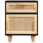 vidaXL Table de chevet Noir Bois de pin massif et rotin naturel