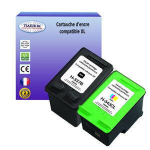 1+1 Cartouches compatibles avec HP PhotoSmart C4190, C4193, C4194, D5060, D5065, D5069 remplace HP 337 + HP 343 (Noire+Couleur) 18ml - T3AZUR