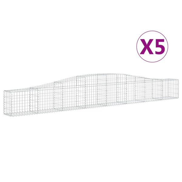 vidaXL Paniers à gabions arqués 5 Pièces 400x30x40/60 cm Fer galvanisé
