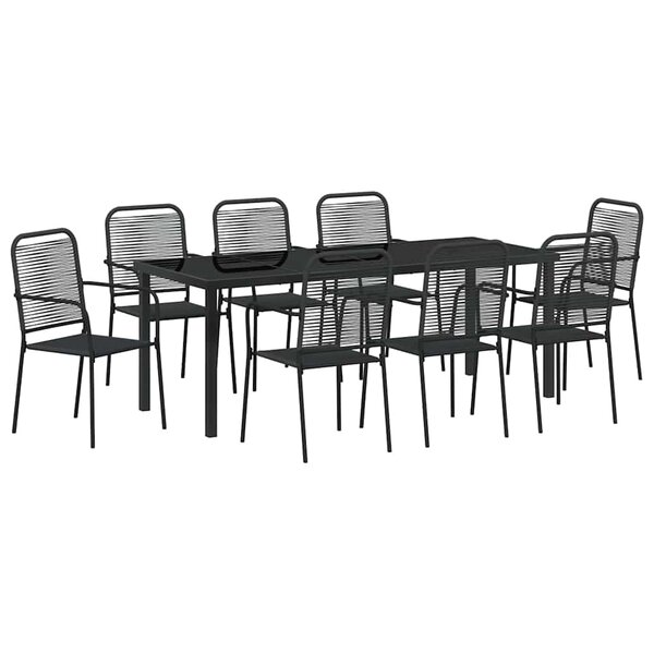 vidaXL Ensemble de salle à manger pour jardin 9 pc Noir