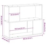 vidaXL Centre de divertissement Noir 80 x 24 x 63 cm Bois d'ingénierie