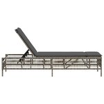vidaXL Chaise longue avec coussin gris résine tressée