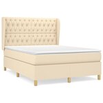 vidaXL Sommier à lattes de lit avec matelas Crème 140x200 cm Tissu