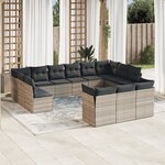 vidaXL Salon de jardin avec coussins 13 Pièces gris clair résine tressée