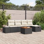 vidaXL Ensemble de canapé de jardin 6 pièces avec coussins en rotin synthétique noir