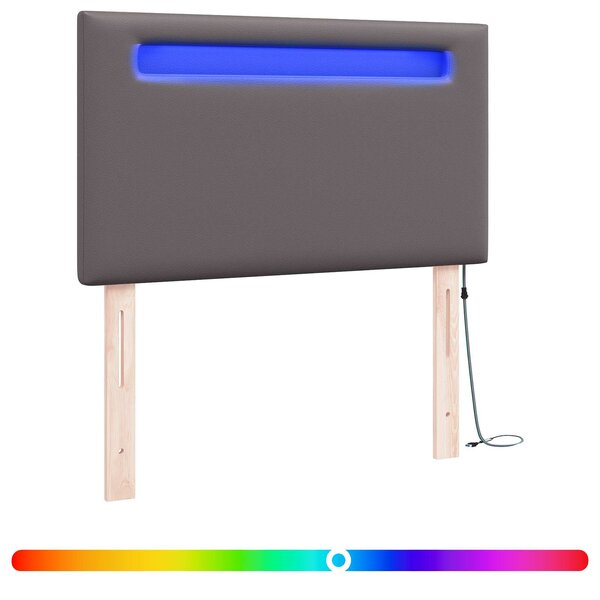 vidaXL Tête de lit LED Gris 90 cm Cuir synthétique