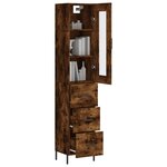 vidaXL Buffet haut Chêne fumé 34 5x34x180 cm Bois d'ingénierie