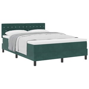 vidaXL Lit à ressorts avec matelas Vert foncé 140 x 200 cm Velours