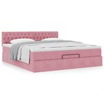 VidaXL Cadre de lit ottoman avec matelas rose 180x200 cm velours