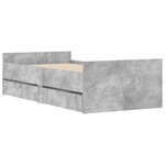 vidaXL Cadre de lit avec tiroirs sans matelas gris béton 100x200 cm