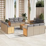 vidaXL Salon de jardin avec coussins 13 Pièces beige résine tressée
