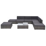 vidaXL Salon de jardin 8 Pièces avec coussins résine tressée gris