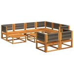 vidaXL Ensemble de canapés de jardin 10 pièces avec coussins en bois d'acacia et corde