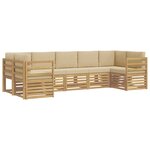 vidaXL Ensemble de canapés d'extérieur 7 pc Blanc et Beige Polyester