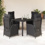 vidaXL Ensemble à manger de jardin coussins 5Pièces Noir Résine tressée