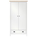 vidaXL Garde-robe à 2 portes Hill Blanc 89x50x170cm Bois de pin solide