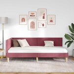 vidaXL Cadre de lit d'angle avec tête de lit Bordeaux 90 cm x 200 cm