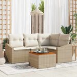 vidaXL Ensemble de canapé de jardin 5 Pièces Beige Poly rotin