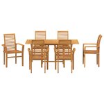 vidaXL Ensemble de salle à manger pour jardin 7 Pièces Marron Teck massif
