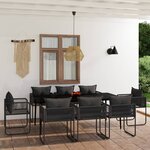 vidaXL Ensemble de salle à manger de jardin 9 Pièces Noir