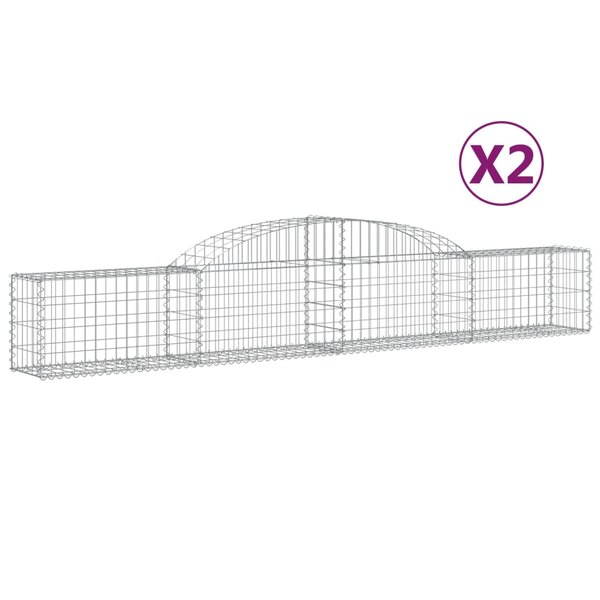 vidaXL Paniers à gabions arqués 2 Pièces 300x30x40/60 cm fer galvanisé