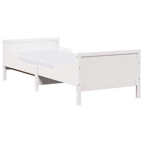 vidaXL Cadre de lit avec matelas Blanc 80 x 200 cm Bois de pin massif