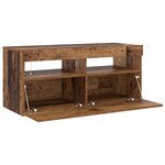 vidaXL Meuble TV avec lumières LED vieux bois bois d'ingénierie