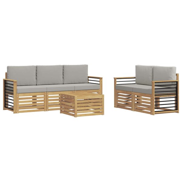vidaXL Ensemble de canapés d'extérieur 6 pc Blanc et gris clair