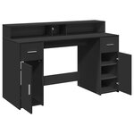 Bureau table poste de travail meuble d'ordinateur informatique étude avec lumières LED 140 x 55 x 91 cm bois d'ingénierie noir 02_0023429