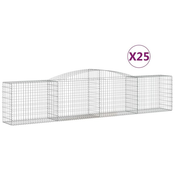 vidaXL Paniers à gabions arqués 25 Pièces 400x50x80/100 cm Fer galvanisé