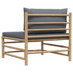 vidaXL Canapé de milieu de jardin avec coussins gris foncé Bambou