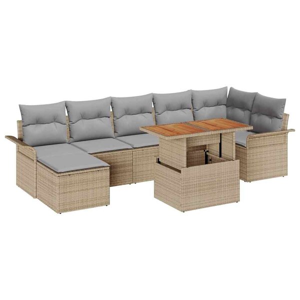 vidaXL Ensemble de canapé de jardin 8 Pièces Beige et Gris clair