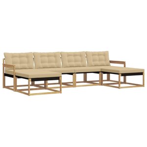 vidaXL Ensemble de canapés d'extérieur 6 pc Blanc et Beige