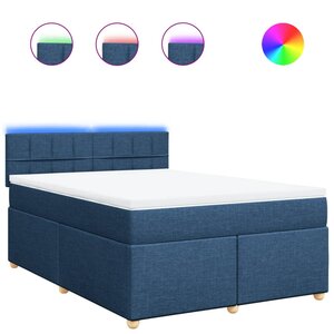 vidaXL Sommier à lattes de lit avec matelas Bleu 140x200 cm Tissu