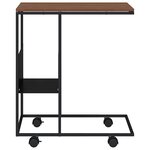 vidaXL Table d'appoint avec roues noir 55x36x63 5 cm bois d'ingénierie